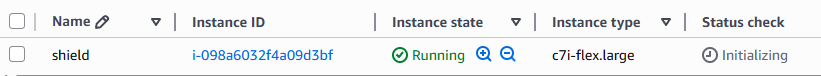AWS EC2 dashboard showing the WATCHTOWER instance in initializing state after launch